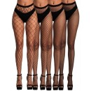 4 Pairs of Fishnet Tights in Black One Size