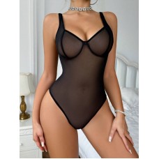 Sheer Camisole Jumpsuit in Black