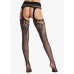 Floral Lace Suspender Tights in Black One Size