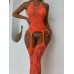  Fishnet Open Crotch Bodystocking in Orange