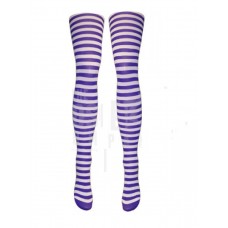 Mysasi White and Purple Striped Tights one size