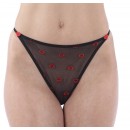 Classified Ladies Mesh Thong Black with Red Hearts