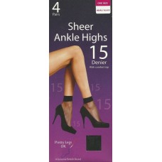 Pretty Legs 4 Pack Sheer Ankle Highs in Nearly Black