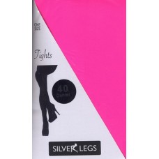 Silver Legs 40 Denier Opaque Tights in Neon Pink
