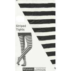 Silver Legs Black and White Striped Tights one size
